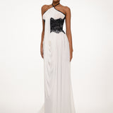 White and Black Draped Dress