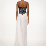 White and Black Draped Dress