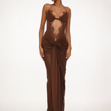 Chocolate Sheer Lace Dress