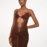 Chocolate Sheer Lace Dress