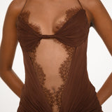 Chocolate Sheer Lace Dress