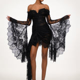 Black Lace Off-Shoulder Mini Dress