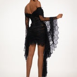 Black Lace Off-Shoulder Mini Dress