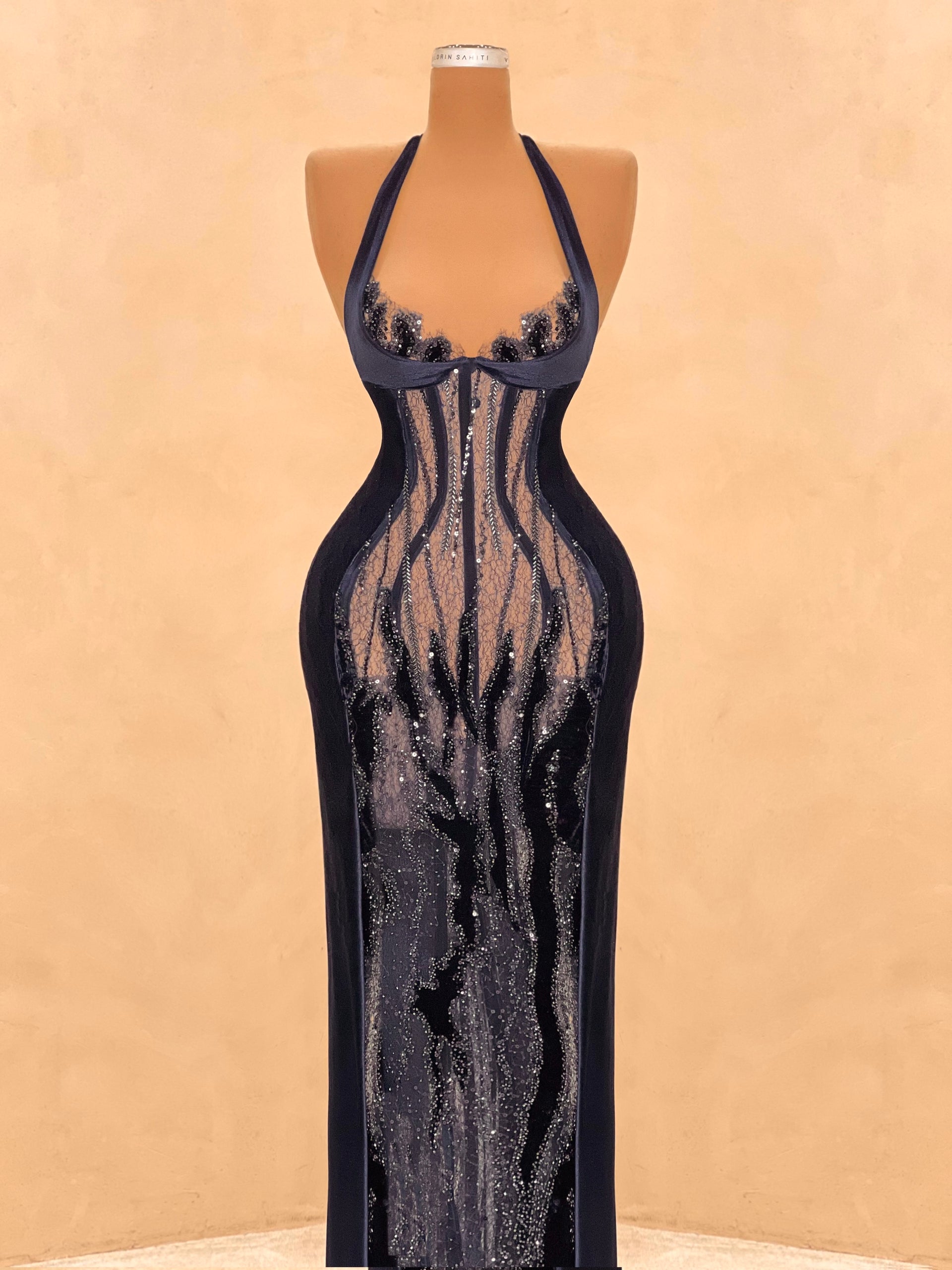 valdrin sahiti black dress Black & Gold Embroidered Corset Gown with Cape  VALDRIN SAHITI