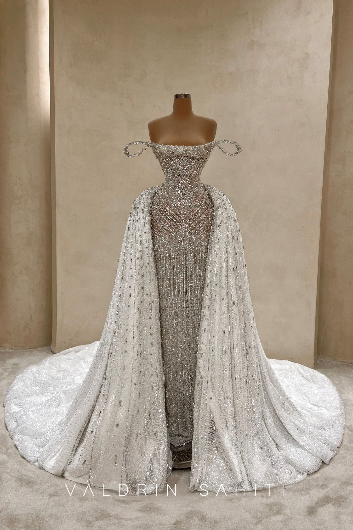 valdrin sahiti evening dress Nude Embellished Evening Gown Luxury Draped Formal Dress VALDRIN SAHITI