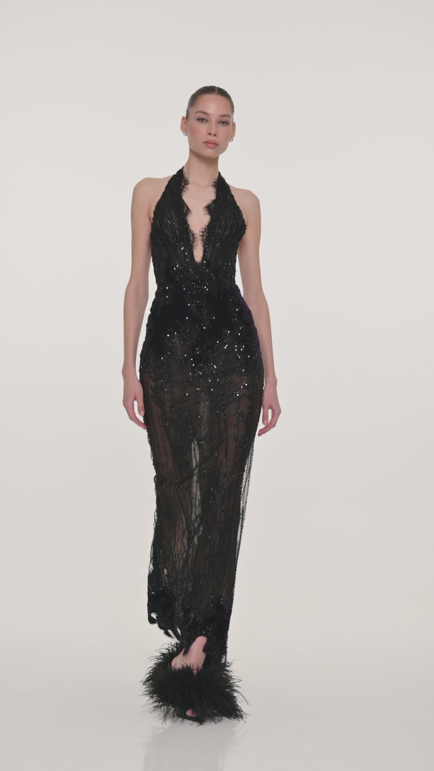 Black Lace Halter Dress – VALDRIN SAHITI